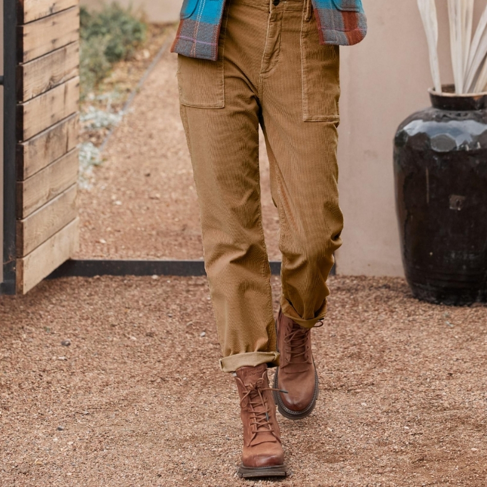 98% Cotton Driftwood Sundance Corduroy Straight Leg Pants Camel Brown Size 27